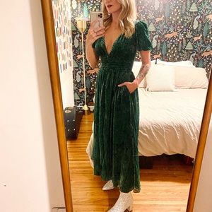 Anthropologie velvet green dress Size 0